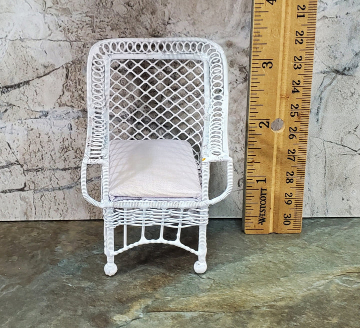 Dollhouse Patio Chair White Metal Mesh 1:12 Scale Miniature Fairy Garden - Miniature Crush