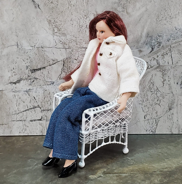 Dollhouse Patio Chair White Metal Mesh 1:12 Scale Miniature Fairy Garden - Miniature Crush