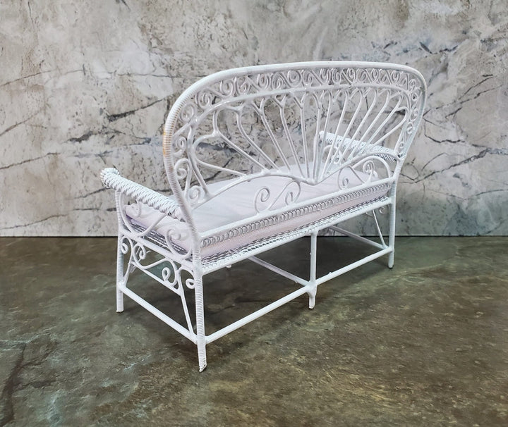 Dollhouse Patio Settee Sofa White Metal 1:12 Scale Miniature Fairy Garden - Miniature Crush