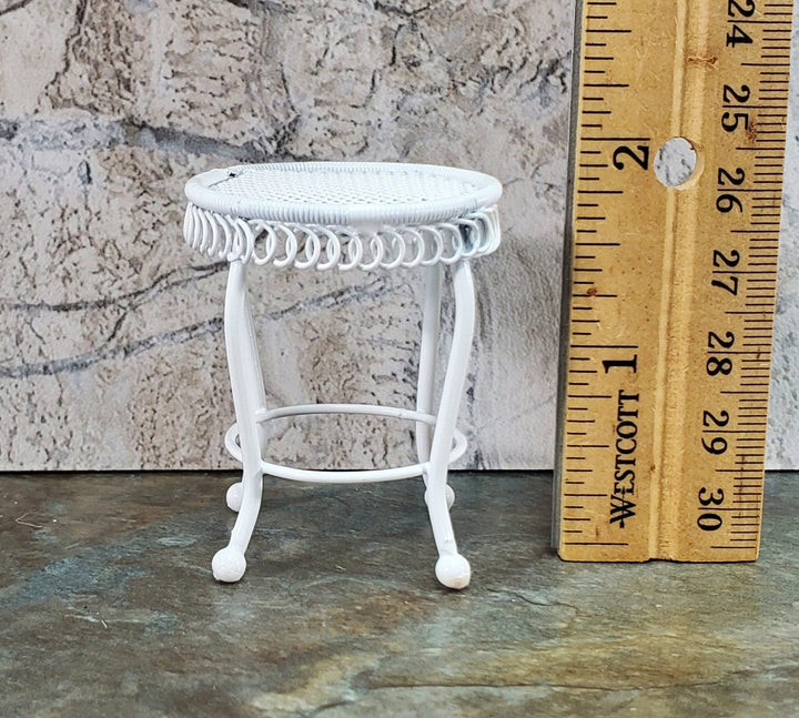 Dollhouse Patio Side Table White Wire Metal 1:12 Scale Miniature or Fairy Garden - Miniature Crush