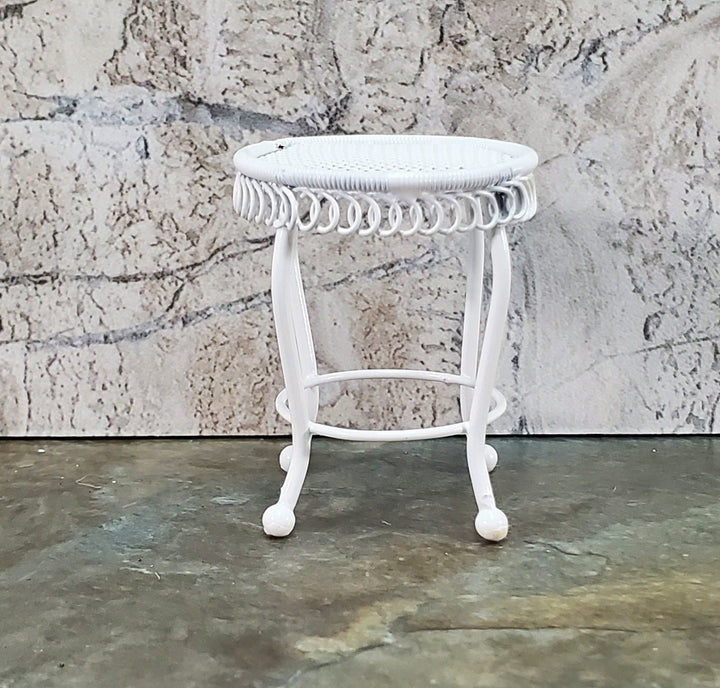 Dollhouse Patio Side Table White Wire Metal 1:12 Scale Miniature or Fairy Garden - Miniature Crush