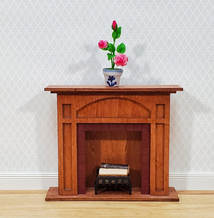 Dollhouse Pink Roses Flowers in Blue & White Ceramic Pot 1:12 Scale Miniature Plant - Miniature Crush