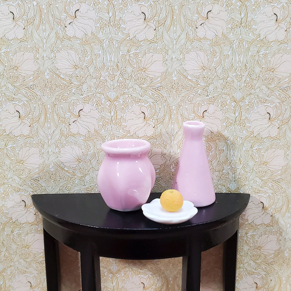 Dollhouse Pink Vases Ceramic LARGE Set of 2 Miniatures Use in 1:12 or 1/6 Scale - Miniature Crush