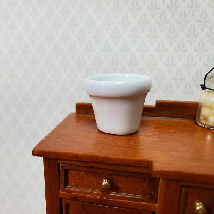 Dollhouse Planter White Set of 2 Small Ceramic 1:12 Scale Miniature Garden Pot - Miniature Crush