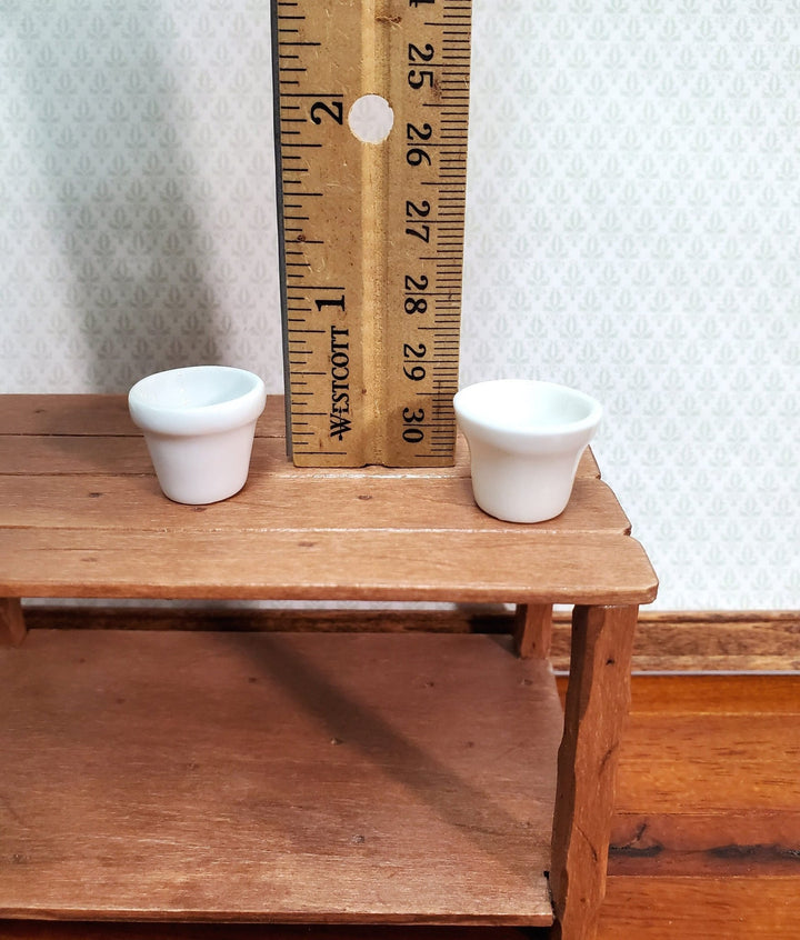Dollhouse Planter White Set of 2 Small Ceramic 1:12 Scale Miniature Garden Pot - Miniature Crush