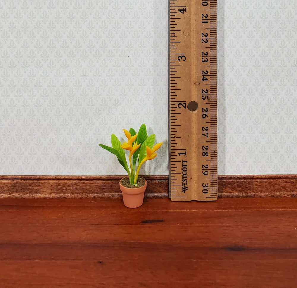 Dollhouse Potted Plant Yellow Bird of Paradise Flowers Houseplant 1:12 Scale Miniature - Miniature Crush