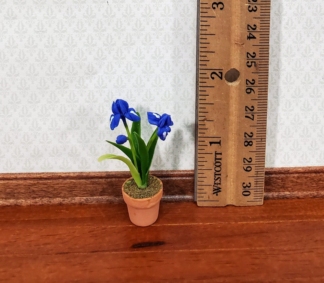 Dollhouse Purple Irises Plant in Terra Cotta Planter Pot 1:12 Scale Miniature Garden Flowers - Miniature Crush
