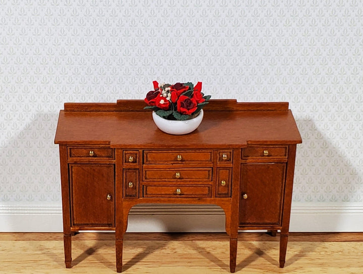 Dollhouse Red Roses in Ceramic White Pot 1:12 Scale Miniature Flowers - Miniature Crush