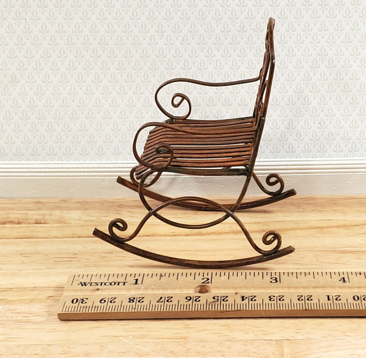 Dollhouse Rocking Chair for Patio Distressed Metal 1:12 Scale Fairy Garden - Miniature Crush