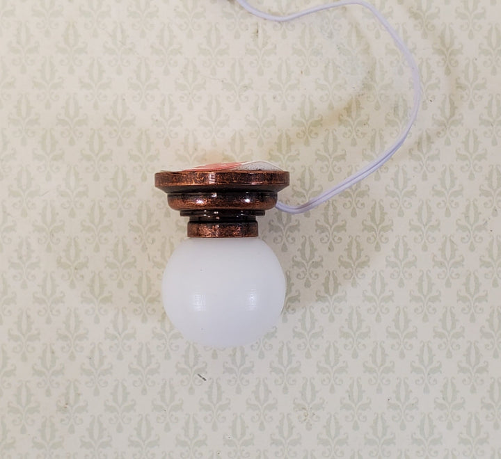 Dollhouse Round Ceiling Light Bronze Base 12 Volt Electric with Plug 1:12 Scale - Miniature Crush