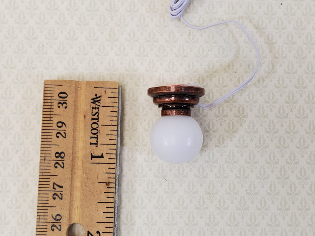 Dollhouse Round Ceiling Light Bronze Base 12 Volt Electric with Plug 1:12 Scale - Miniature Crush