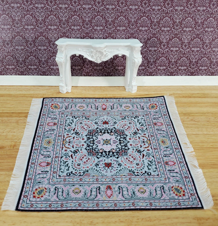 Dollhouse Rug Large Fabric Square Turkish Style Pink Gray 1:12 Scale Miniature Carpet - Miniature Crush