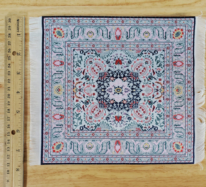Dollhouse Rug Large Fabric Square Turkish Style Pink Gray 1:12 Scale Miniature Carpet - Miniature Crush