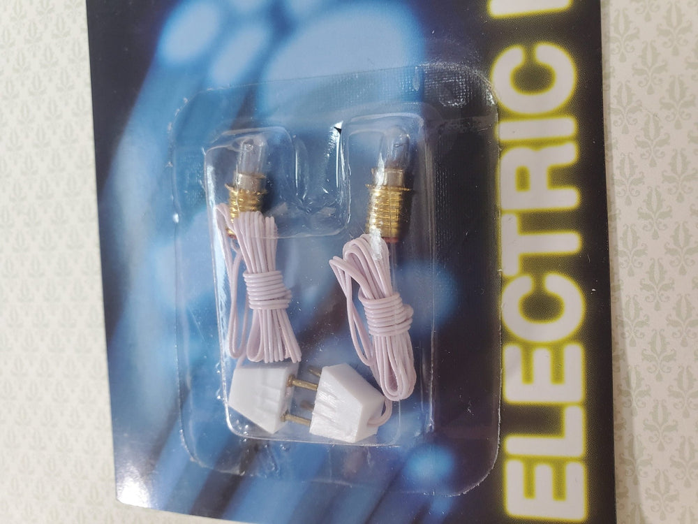Dollhouse Screw Base Bulb Socket with Wire Plug & Replaceable Bulb x2 Miniatures DIY Lights - Miniature Crush