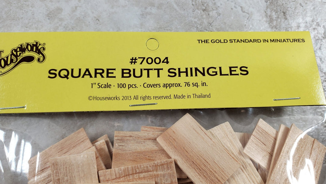 Dollhouse Shingles Square End 100 Pieces Light Wood 1:12 Scale Houseworks #7004 - Miniature Crush