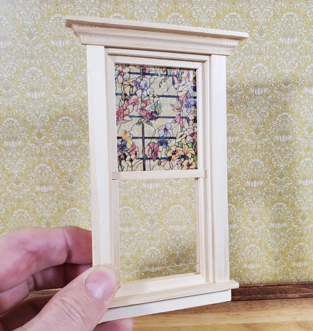 Dollhouse Simulated Stained Glass Insert Cut to Size Trellis for Windows or Doors 1:12 Scale - Miniature Crush