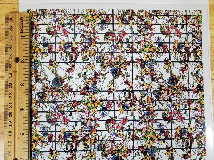 Dollhouse Simulated Stained Glass Insert Cut to Size Trellis for Windows or Doors 1:12 Scale - Miniature Crush