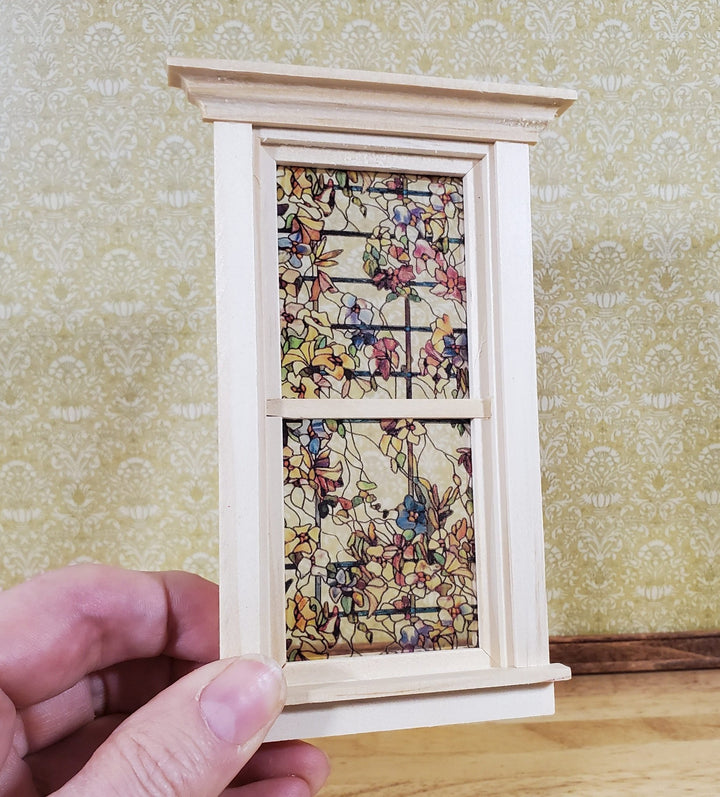 Dollhouse Simulated Stained Glass Insert Cut to Size Trellis for Windows or Doors 1:12 Scale - Miniature Crush