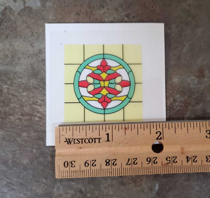 Dollhouse Simulated Stained Glass Window Insert Round 1:12 Scale Miniature SLIM14 - Miniature Crush