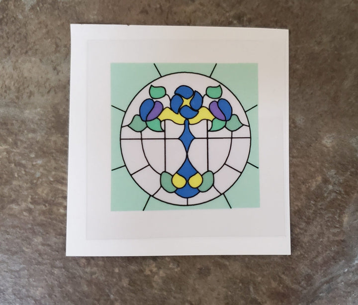 Dollhouse Simulated Stained Glass Window Insert Round 1:12 Scale Miniature SLIM20 - Miniature Crush