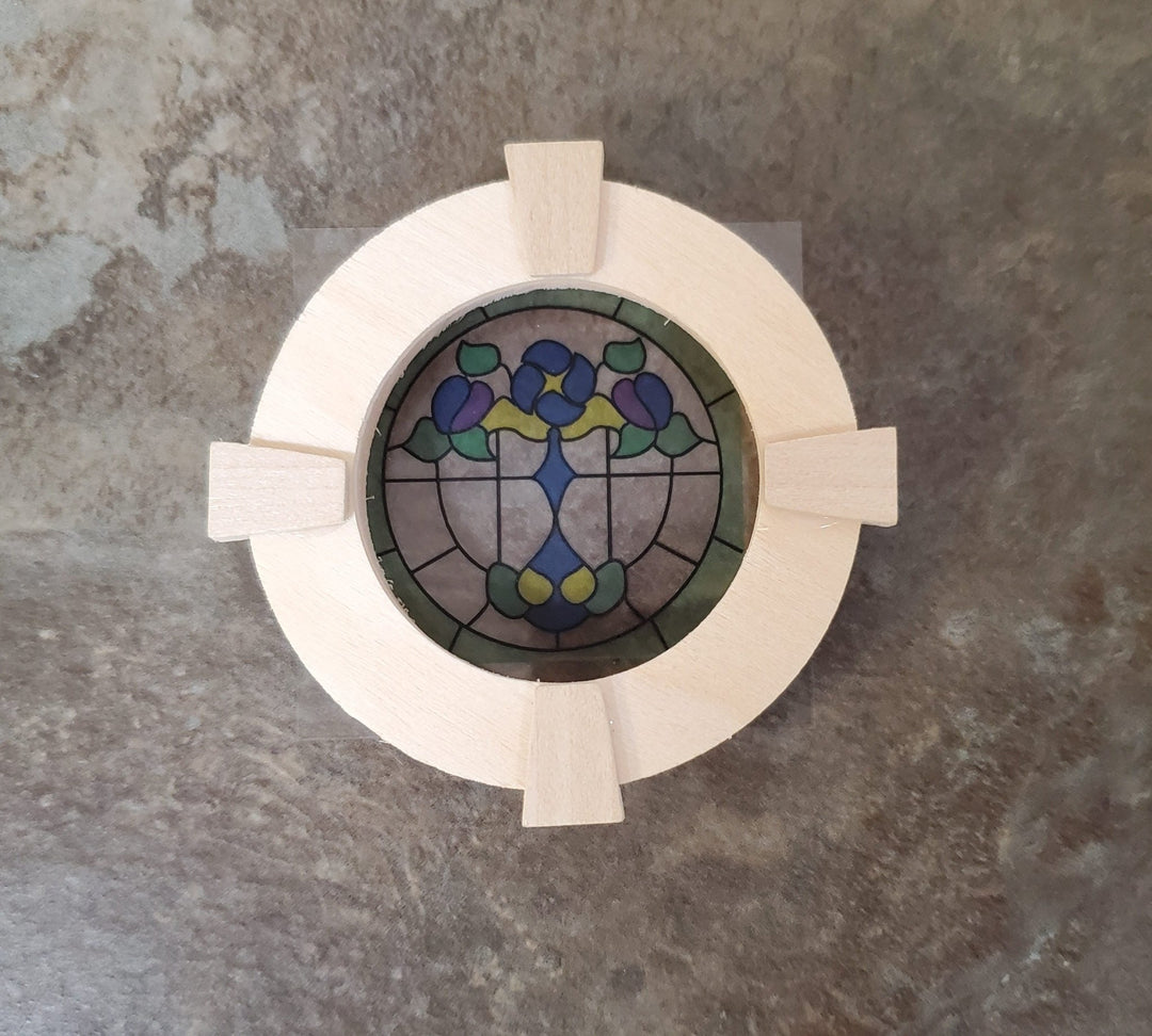 Dollhouse Simulated Stained Glass Window Insert Round 1:12 Scale Miniature SLIM20 - Miniature Crush
