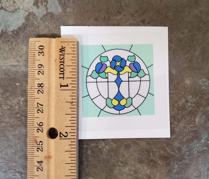 Dollhouse Simulated Stained Glass Window Insert Round 1:12 Scale Miniature SLIM20 - Miniature Crush