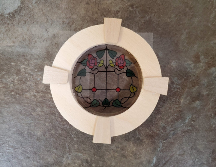 Dollhouse Simulated Stained Glass Window Insert Round 1:12 Scale Miniature SLIM21 - Miniature Crush