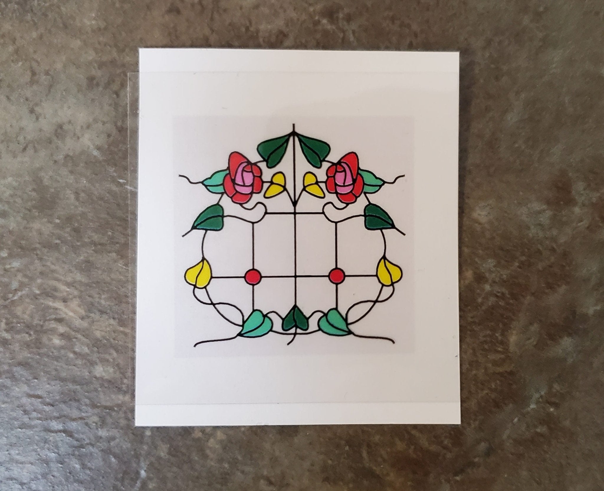 Dollhouse Simulated Stained Glass Window Insert Round 112 Scale