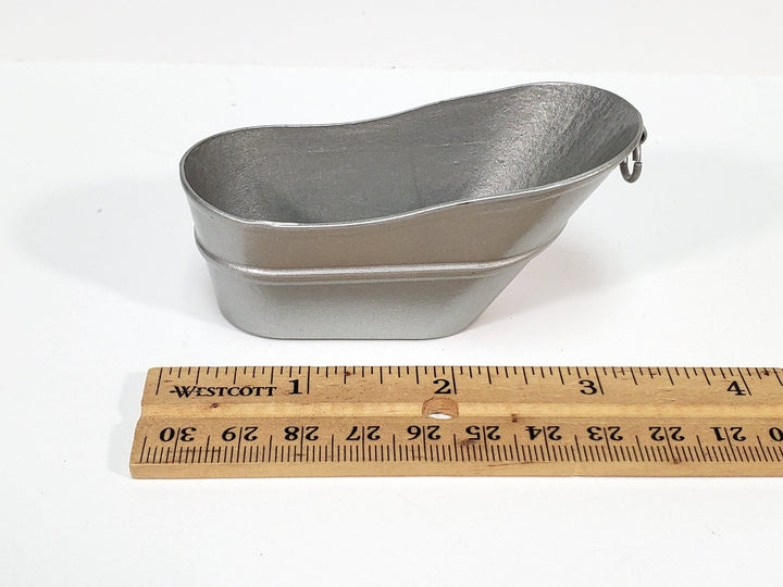 Dollhouse Small Tub Mini "Galvanized" Baby Bathtub Metal 1:12 Scale Hip Bath - Miniature Crush