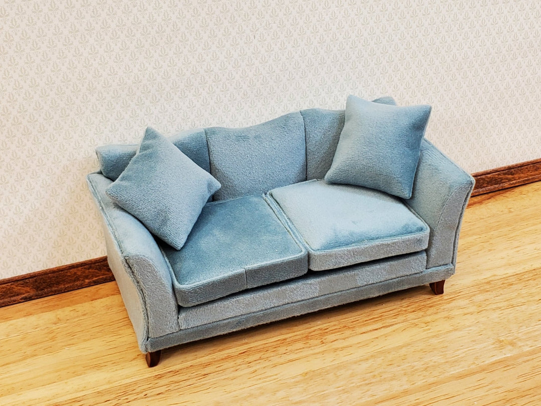 Dollhouse Sofa Couch Gray/Blue Modern Style 1:12 Scale Miniature Furniture - Miniature Crush
