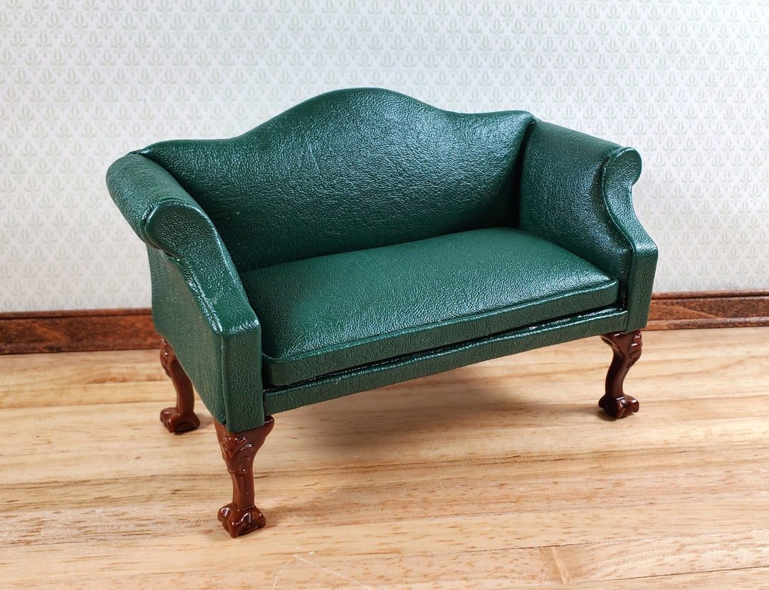 Dollhouse Sofa Couch Green Faux Leather 1:12 Scale Miniature Furniture - Miniature Crush