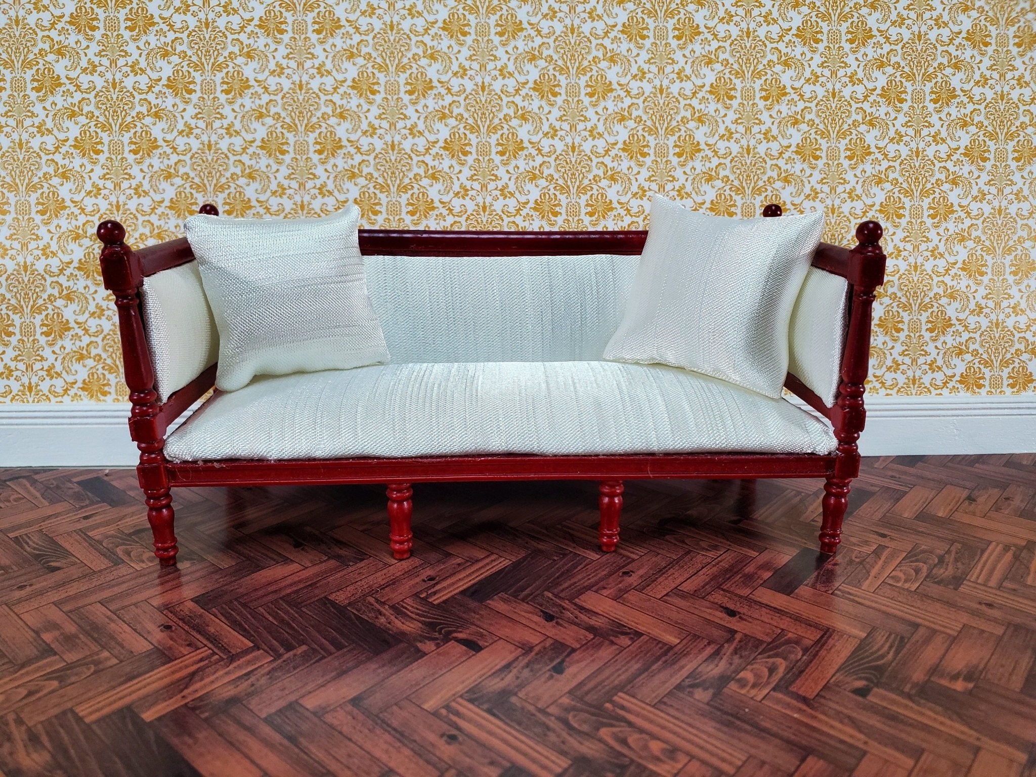 Dollhouse PRINTABLE FABRIC Miniature Red Ticking Upholstery