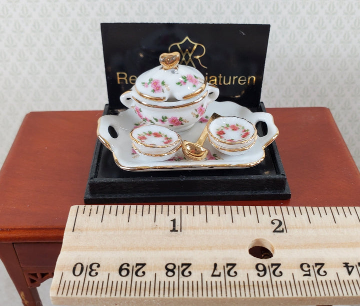 Dollhouse Soup Tureen with Bowls by Reutter Porcelain Lisa Design 1:12 Scale - Miniature Crush