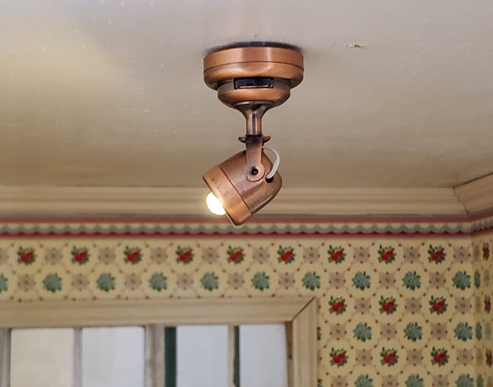 Dollhouse Spot Ceiling Light Bronze Adjustable 1:12 Scale Battery Operated Modern - Miniature Crush