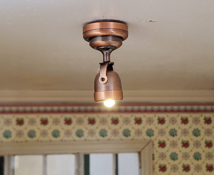 Dollhouse Spot Ceiling Light Bronze Adjustable 1:12 Scale Battery Operated Modern - Miniature Crush