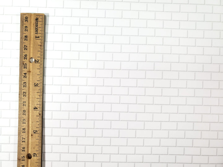 Dollhouse Subway Metro Wall Tile White Embossed Glossy Paper Use in 1:12 or 1/6 Scale - Miniature Crush