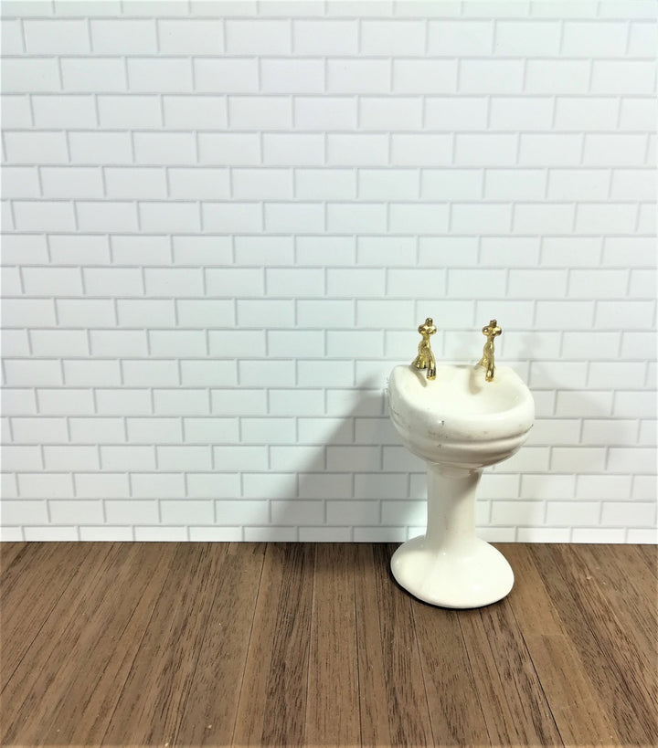 Dollhouse Subway Metro Wall Tile White Embossed Glossy Paper Use in 1:12 or 1/6 Scale - Miniature Crush