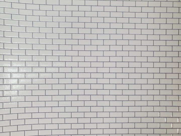 Dollhouse Subway Tile Metro Wall Tile Large White Embossed Glossy Paper World & Model - Miniature Crush