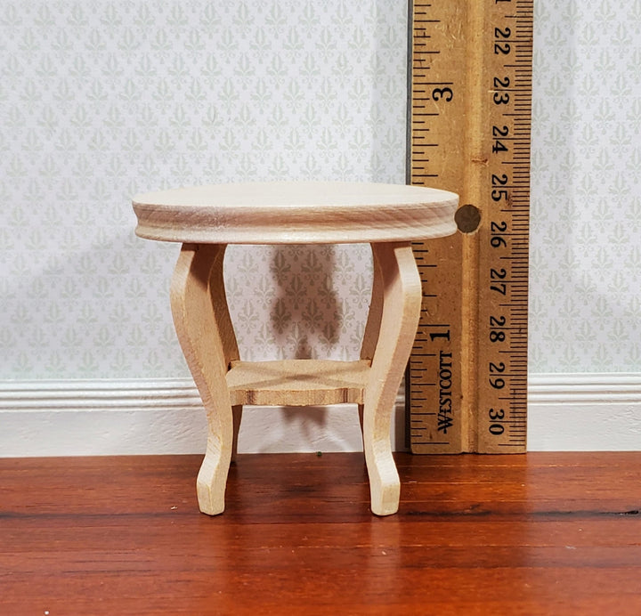 Dollhouse Table Small Round Side or End Table Unpainted Wood 1:12 Scale Miniature Furniture - Miniature Crush