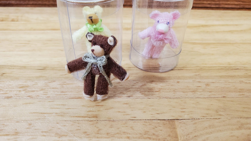 Dollhouse Teddy Bears Set of 3 Stuffed Animal Toy 1:12 Scale Miniature Nursery - Miniature Crush