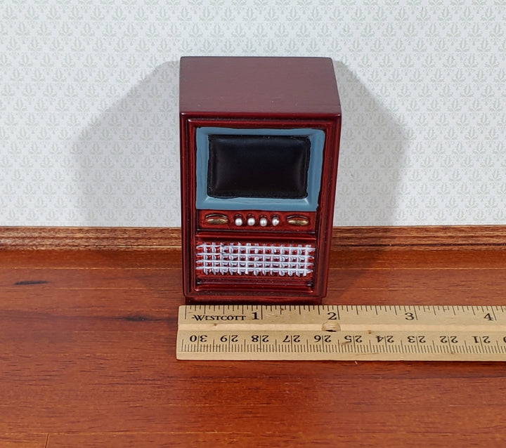 Dollhouse Television Console TV Set Retro 1970s Style 1:12 Scale Miniature Accessory Resin - Miniature Crush