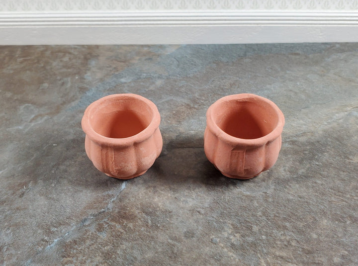 Dollhouse Terra Cotta Pots Urns Planters Set of 2 Unglazed Round 1:12 Scale - Miniature Crush