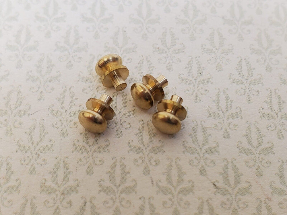 Dollhouse Tiny Brass Gold Knobs Metal for Door or Drawer Pulls Set of 4 1:12 - Miniature Crush