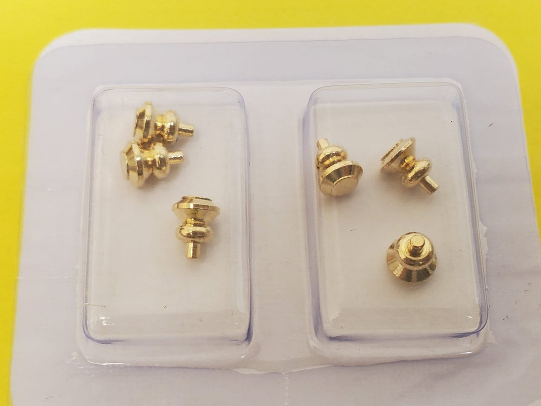 Dollhouse Tiny Gold Brass Knobs for Door or Drawer Pulls Set of 6 Houseworks #1116 - Miniature Crush