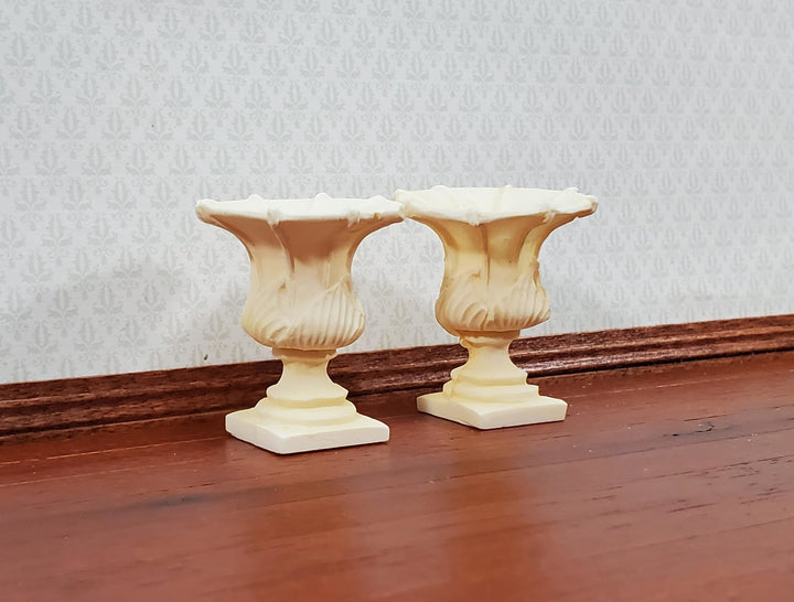 Dollhouse Urn Planter Set of 2 Cast Resin 1:12 Scale Aged Ivory A997IV by Falcon Miniatures - Miniature Crush