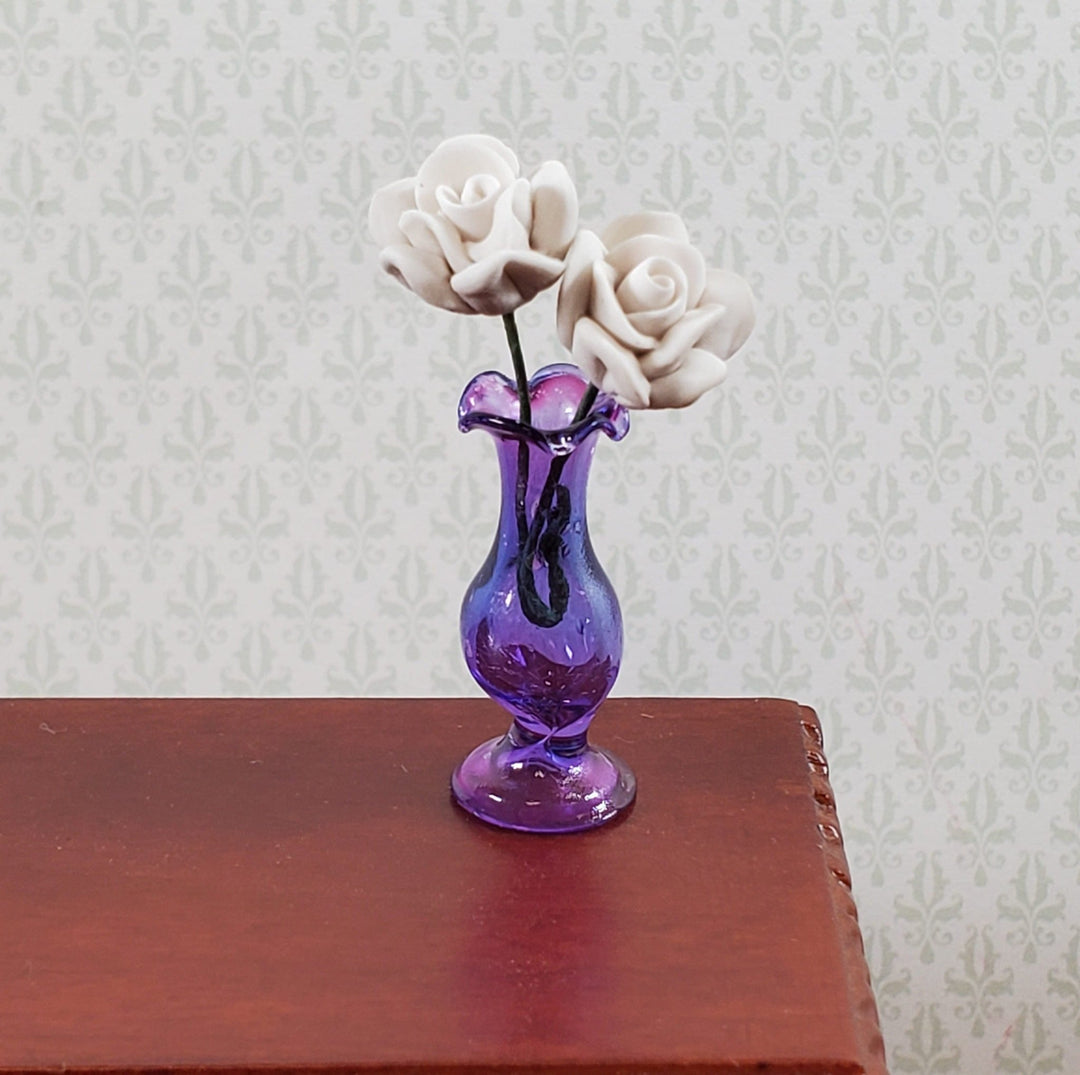 Dollhouse Vase Purple Flare Top Real Glass for Flowers 1:12 Scale Tiny Miniature - Miniature Crush