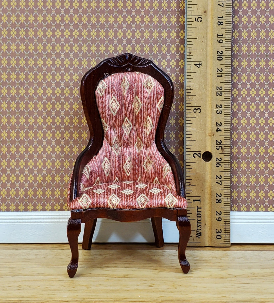 Dollhouse Victorian Living Room Set Sofa Chairs 1:12 Scale Furniture Dark Pink - Miniature Crush