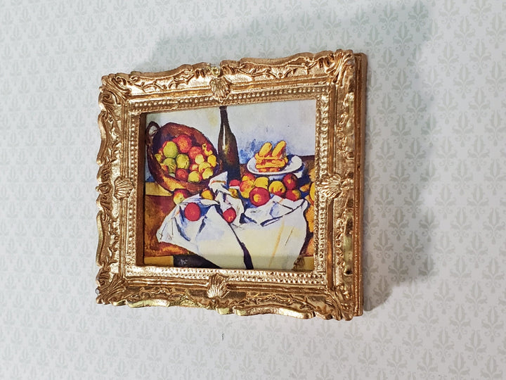 Dollhouse Vincent Cezanne Basket of Apples Still Life Framed Print 1:12 Scale Handmade - Miniature Crush