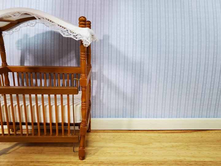 Dollhouse Wallpaper Blue Pale Subtle Stripes 3 Sheets 1:12 Scale Miniatures - Miniature Crush