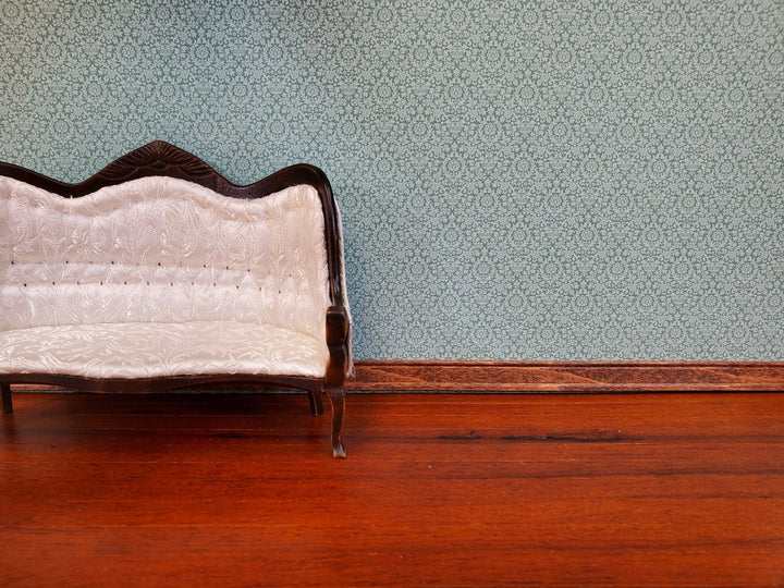 Dollhouse Wallpaper Essex Damask Blue Green Bradbury & Bradbury 1:12 Scale - Miniature Crush